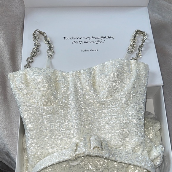 NADINE MERABI Dresses & Skirts - NADINE MERABI Ivory Sequin Strap jumpsuit